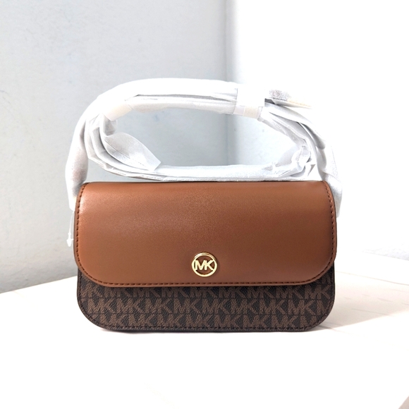 NWT Michael Kors Jet Set Travel Small Logo Crossbody Bag Brown